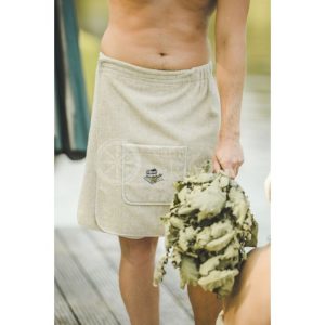 Kilt ręcznik męski do sauny cappuccino 40% len 60% bawełna 55x140cm